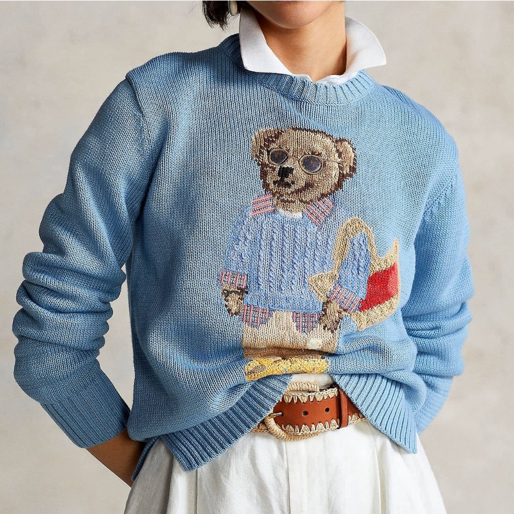 Ralph Lauren Summer Cable Polo Bear Sweater size S petite